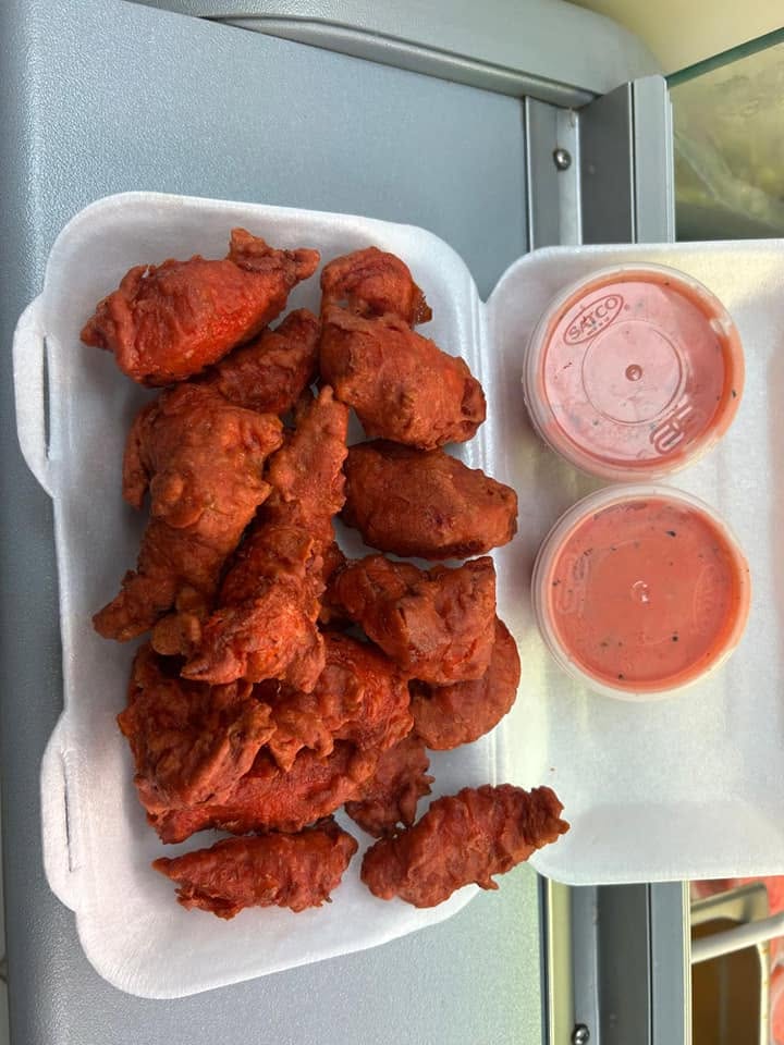 Spicy fried chicken strips and dips from Night Star in Cambuslang
